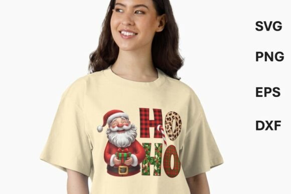 Download Santa Claus with Colorful HO HO Text SVG - Text svg Collection