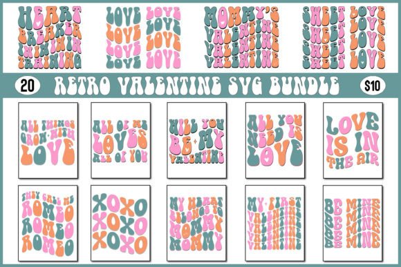 Download About Valentine Retro Wavy Design Bundle - Valentine Collection