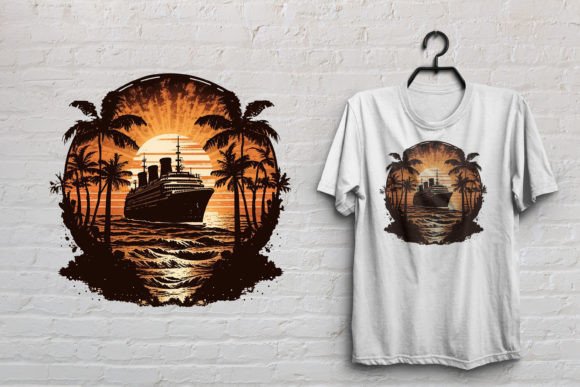 Download Cruise Ship Retro Vintage T Shirt Design - Premium Bundle