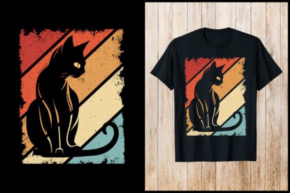 Download Cat Retro Vintage T-Shirt Design - Premium Bundle