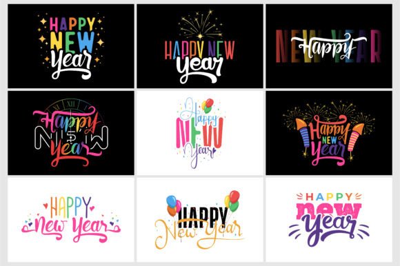 Download Happy New Year Rainbow Text Svg Bundle - Text svg Collection